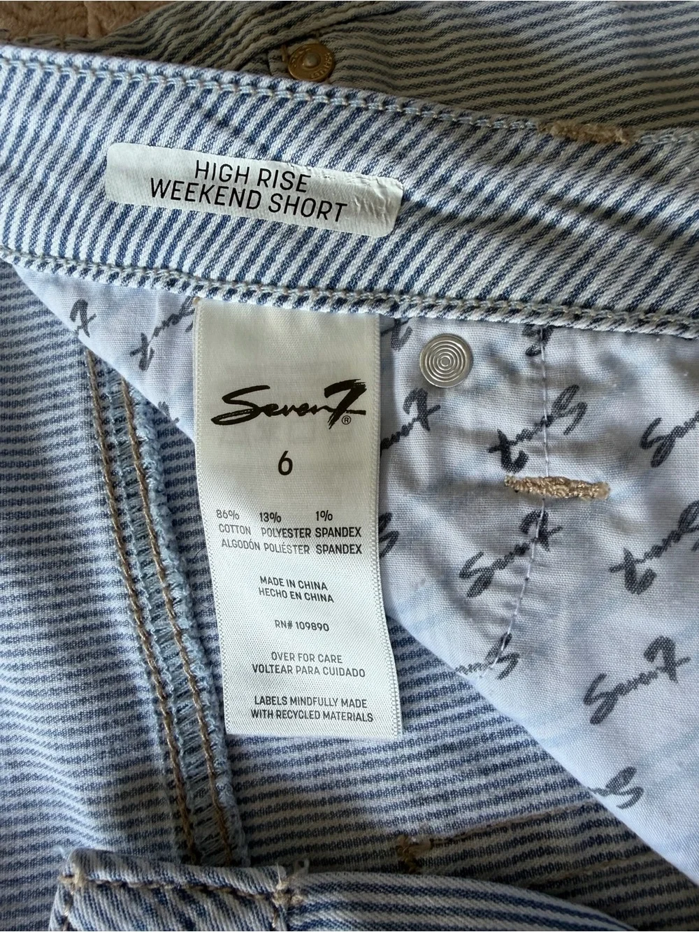 Seven7 Light Blue Pinstriped Denim Shorts size 6